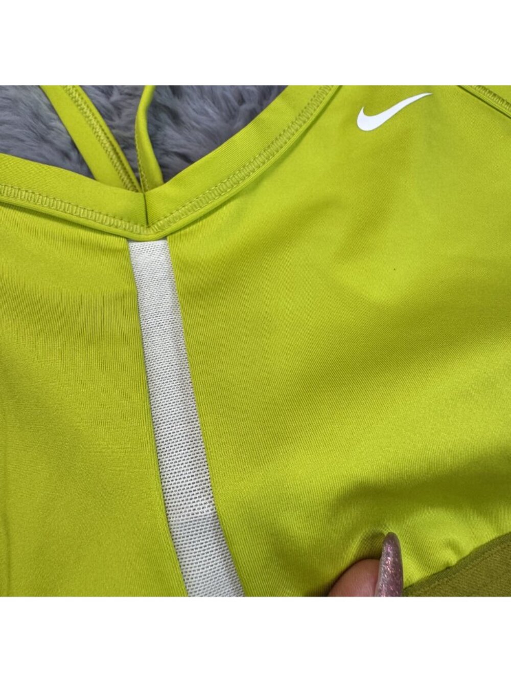 Nike Authentic Womens Size XL Dri-FIT INDY Neon Green White Top Sports Bra NEW - Picture 5 of 9